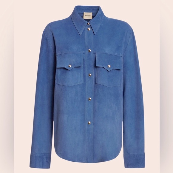 Khaite Jinn Suede Shirt, 6, Blue Iris - Picture 5 of 17